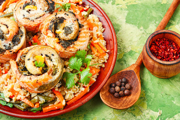 Delicious rice with seafood