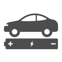 electric eco car with battery acumulator icon isolated on white background. electric eco car flat icon for web, mobile and user interface design. electric ecological transport comcept