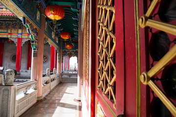 Red door temple in thailand