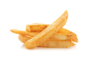 Close up a french fries on white background