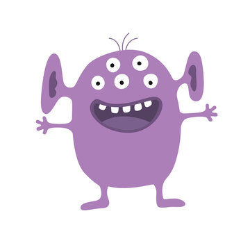 Cute monster vector illustration on white isolated background