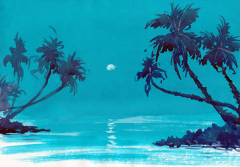 Obraz na płótnie Canvas tropical beach background with palm trees