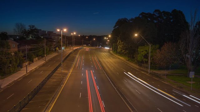 Freeway (highway) traffic Day to Night Timelapse