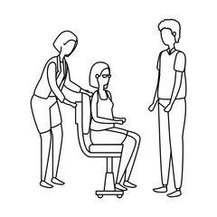 elegant business people workers seated in office chairs