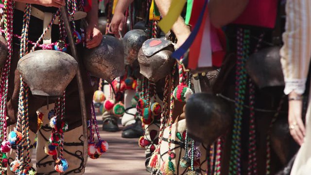  Kukeri-old colorful  Bulgarian tradition, mummers perform rituals in costumes and bronze bells. 