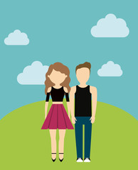 young couple in landscape avatar character