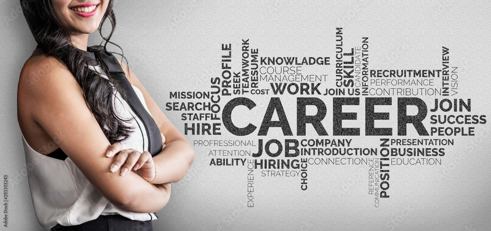 Poster human resources recruitment and people networking concept. modern graphic interface showing professi