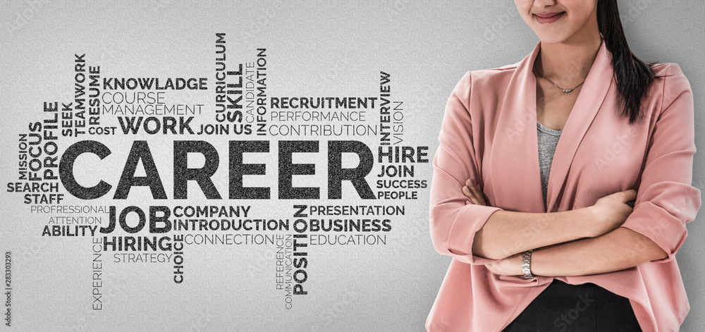 Poster human resources recruitment and people networking concept. modern graphic interface showing professi