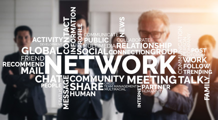 Human Resources Recruitment and People Networking Concept. Modern graphic interface showing...
