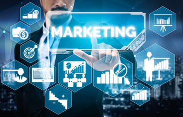 Digital Marketing Technology Solution for Online Business Concept - Graphic interface showing...