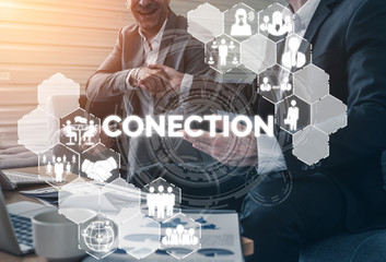 Human Resources Recruitment and People Networking Concept. Modern graphic interface showing...