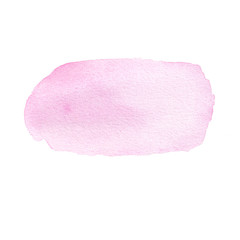 Watercolor hand drawn isolated big pink watercolor spot. Abstract background. Blurry drawing, paint running, flowing painting. Bright painted backdrop. Stain drawing.  