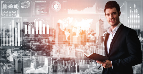 Data Analysis for Business and Finance Concept. Graphic interface showing future computer...