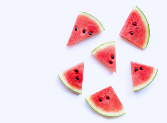 Fresh watermelon slices on white background