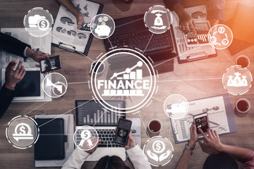 Finance and Money Transaction Technology Concept. Icon Graphic interface showing fintech trade...