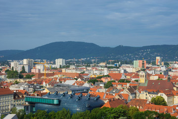 Naklejka na ściany i meble Cityscape of Graz from Shlossberg hill, Graz, Styria region, Austria