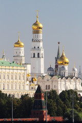 Fototapeta na wymiar View to Moscow Kremlin from Patriarshy Bridge, Russia