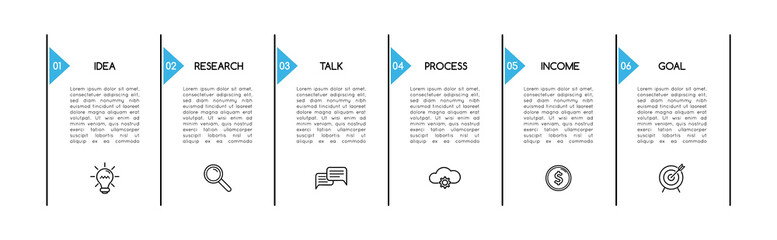 Diagram with 6 steps. Simple infograph. Vector