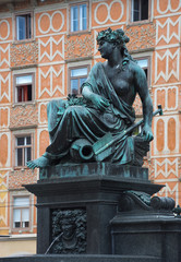 Fototapeta premium Detail of Erzherzog Johann fountain at Hauptplatz (main square), in Graz, Styria region, Austria.