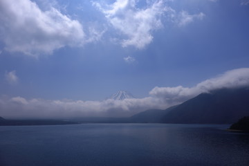 本栖湖と富士山の風景