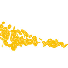 European Union Euro coins falling. Scattered float
