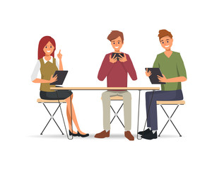 Business people teamwork corporate. Colleague character in office workspace.