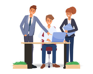 Obraz premium Business people teamwork corporate. Colleague character in office workspace.