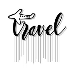 Travel card. Hand drawn lettering . Poster logo.