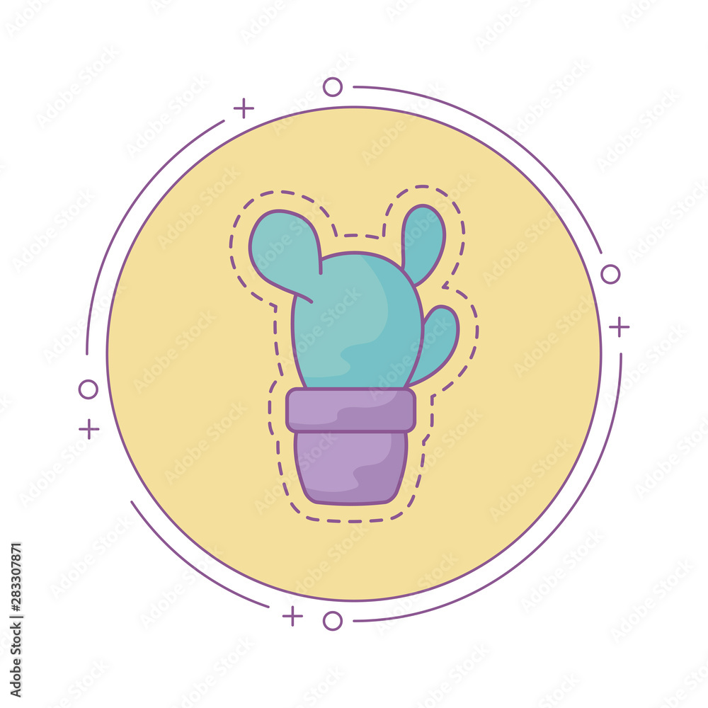 Poster patch of cactus in frame circular