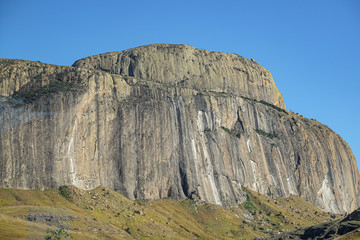 On the road RN7 from Amabalavao to Isalo National Park/region of bishop's hat mountain/ Madagascar
