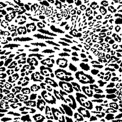 leopard pattern. Black and white endless hand drawn vector background.