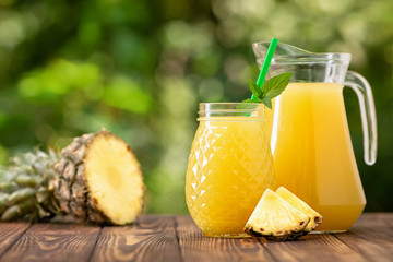 pineapple juice in jar and jug