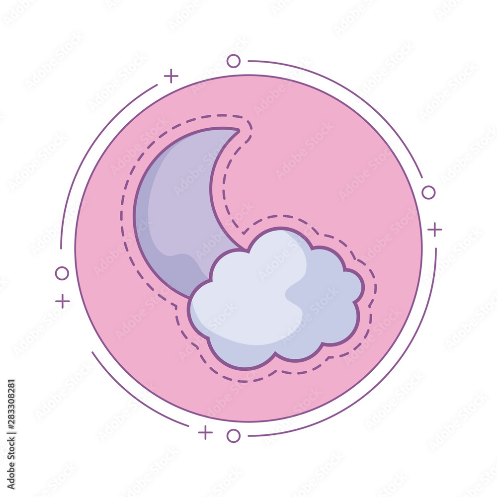 Poster patch of moon with cloud in frame circular