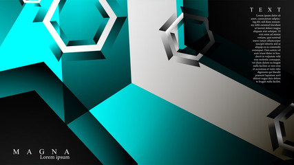 Vector hexagon overlaps and light blue color for background, space for text