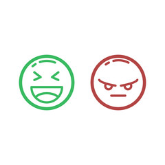 Bad, good experience, happy, unhappy emoji icons, customer support services, feedback concept, positive, negative emotions, vector flat illustration