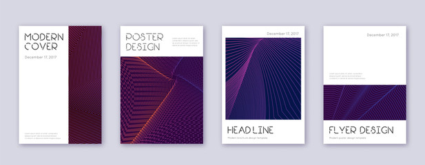 Minimal brochure design template set. Violet abstr