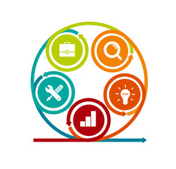 Infographics of success. Template business infographics with five steps to success. Business startup concept. Can be used for workflow layout, diagram, business step, banner, web design. Vector