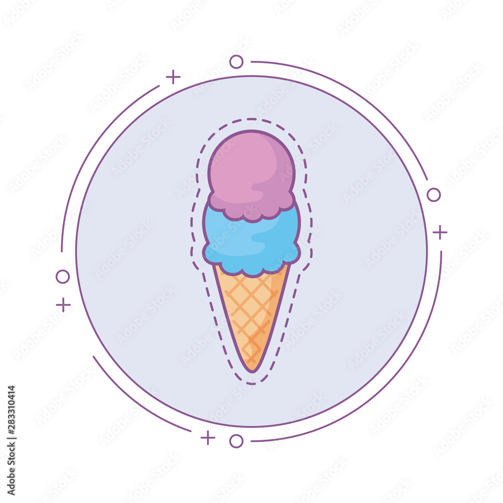 Poster patch with ice cream in frame circular