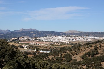 Fototapeta na wymiar Elevated view of Ronda and surrounding countryside from the East, Ronda, Andalusia, Spain.