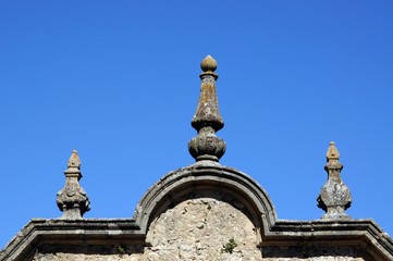 Architectural detail on top of the Philip V arch in the old town, Ronda, Andalusia, Spain.
