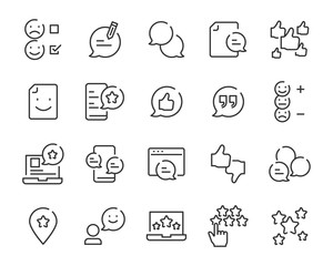 set of feedback icons, chat, service, customer, discuss, review, talk