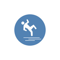 Slippery floor road vector icon on white background. Fall falling danger accident eps vector sign.