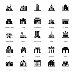 Building Architectures Glyph Icons 