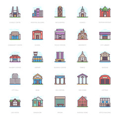 Building Architectures Flat Icons 