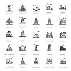 Landmarks Line Icons 