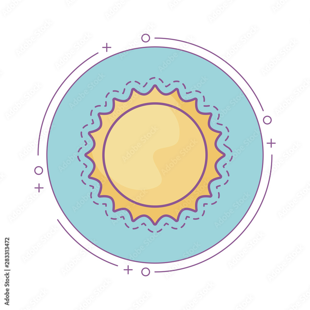 Poster patch of hot sun in frame circular