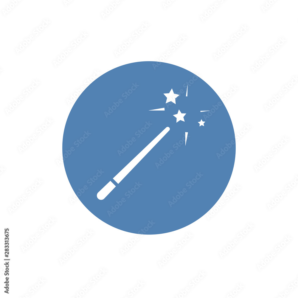 Poster magician or magic wane filter with sparks flat vector icon for apps and games - vector