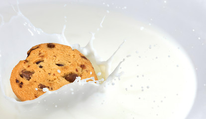 Cookie dunk in a bowl with milk