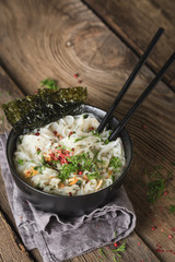 Asian noodles with greens and nori