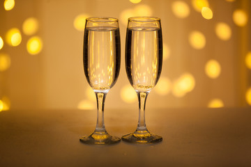 Glasses on a background of illumination